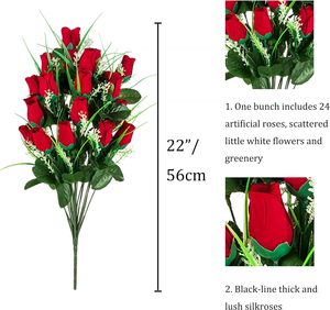 Offre Spéciale Personnalisé Artificiel 24 Tête <span class=keywords><strong>Rose</strong></span> Bud Bush Artificielle Cimetière Fleurs Grave Bouquets - Product Image 6