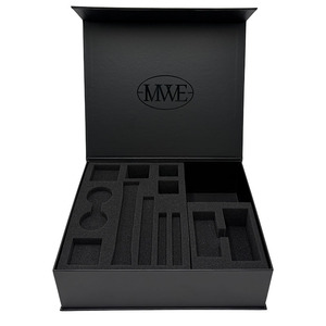 Customized Logo, Recyclable Cardboard <b>Black</b> Magnetic Watch <b>Box</b>, Foam Inserts - Product Image 1
