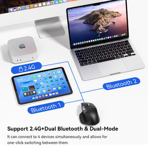 Souris sans fil à défilement latéral ergonomique avec défilement intelligent et clic silencieux pour ordinateur Macbook, ordinateur portable, tablette - Product Image 2