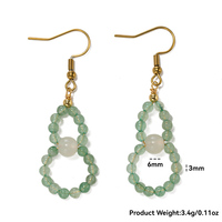 Boucles d'oreilles pendantes longues en perles de quartz vert fraise et œil de tigre, avec breloque gourde, cadeau en cristal pour elle