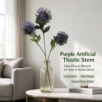 Buket Bunga Thistle Plastik Simulasi Tinggi Buatan Tangan untuk Dekorasi Bunga Pernikahan, Thanksgiving, Hari Valentine, Wisuda