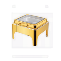 Plat à chafing oblong en acier inoxydable doré 6L – Ensemble de luxe pour buffet, chauffe-plats pour hôtels et restaurants