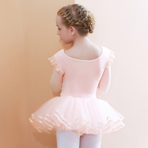 Body da Balletto per Ragazze a Maniche Lunghe, Abito da <span class=keywords><strong>Danza</strong></span> con Gonna, Completo per Bambine/Ragazze Piccole/Grandi, in Pizzo e Spandex - Product Image 3