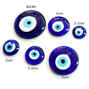 2.5cm/3cm/3.5cm/4cm/5cm/6cm Flat Round Charms Pendant <b>Necklace</b> for Men <b>Turkish</b> Glass <b>Eye</b> Charms Home Decor Blue Glass - Product Image 2