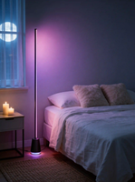 Lampe de sol LED en aluminium RGBIC CCT 1.65 avec haut-parleur intégré, synchronisation musicale, double zone, application Tuya, télécommande, pour coin de jeu, salle de cinéma maison