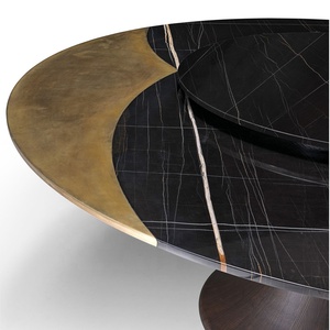 <b>Dining</b> <b>Tables</b> and Chairs <b>Set</b> <b>Dining</b> Chair Luxury High End <b>Round</b> Marble Dinning <b>Table</b> <b>Set</b> Black <b>4</b> Seater Chairs Modern Lu-divano0 - Product Image 2