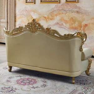 Set di Divani in Vera Pelle Stile Europeo Combinazione 123 per Soggiorno Villa Arredamento di Lusso di Alta Gamma con Imbottitura in Spugna - Product Image 4