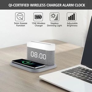 Lampe de Table tactile 3 en 1 avec chargeur sans fil, lampe de Table LED avec réveil pour salon, chambre à coucher, offre spéciale - Product Image 6