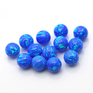 Cuentas redondas de ópalo sintético con medio orificio/sin orificio/orificio completo, ópalo de fuego azul, piedras preciosas sueltas para joyería - Product Image 6