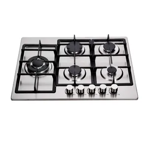 Kompor Gas tanam untuk dapur, kompor Gas tanam 5 pembakar, kompor Gas Stainless steel