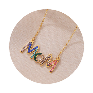 Collar de mamá de circón colorido chapado en oro de joyería de Venta caliente para mujeres collares de regalo del Día de la madre para mamá y <span class=keywords><strong>Mon</strong></span> - Product Image 5