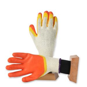 Doublure en coton blanc à revêtement lisse en <span class=keywords><strong>latex</strong></span> <span class=keywords><strong>orange</strong></span> de meilleure qualité de calibre 10 Gants de travail de sécurité Gants trempés en caoutchouc à double paume en <span class=keywords><strong>latex</strong></span> - Product Image 2