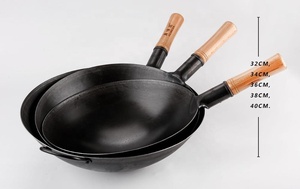 Wok de Acero al Carbono sin Recubrimiento de 30 cm para Restaurante o Escuela, Compatible con Cocina de Gas, Precio Económico, Venta al Por Mayor de Fábrica - Product Image 3