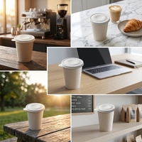Couvre-tasses à café ronds jetables en bagasse, écologiques, biodégradables, compostables, recyclables, durables, 80 mm/90 mm, anti-fuite, sans BPA