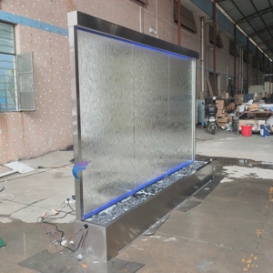 Cascada de Agua Rectangular de Vidrio para Interiores con Luces LED, Marco de Acero Inoxidable, Diseño Moderno, Autoadhesiva para Bodas y Oficinas - Product Image 6