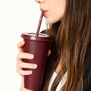 Wholesale Custom Color 710ML <b>Reusable</b> PP Plastic <b>Coffee</b> <b>Cup</b> BPA-Free Drinking Straw <b>Cup</b> With Lid & Straw for Promotional Gift - Product Image 4