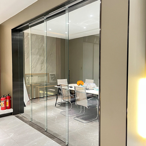 <span class=keywords><strong>Porte</strong></span> coulissante panoramique en verre sans cadre à 4 panneaux avec fermeture douce, verre <span class=keywords><strong>de</strong></span> 8 mm, pour villa, bureau, <span class=keywords><strong>patio</strong></span>, balcon, véranda - Product Image 3