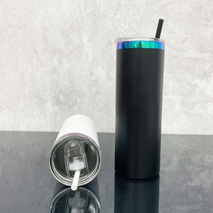 Vacuum Insulated Laser Engrave <b>Mirror</b> Green Underneath 20oz Straight Tumbler with Lid and Straw - Product Image 4