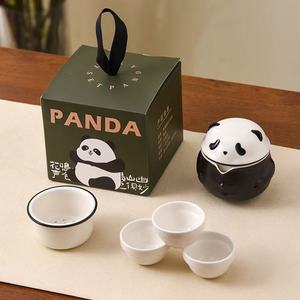 Креативный портативный дорожный чайный набор <span class=keywords><strong>M</strong></span> Creative Panda Kung Fu из керамики Чаочжоу с чайником и чашками, в подарочной упаковке - Product Image 5