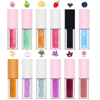 Cosmétiques véganes en gros sous marque privée : Huile à lèvres repulpante brillante rose transparente, Huile à lèvres pailletée changeante de couleur