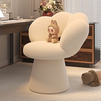 Chaise de maquillage de luxe en tissu en forme de pétale avec dossier rotatif, design moderne et épuré, tabouret de coiffeuse pour chambre à coucher