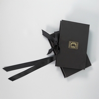 Emballage de carte de membre de luxe noir rigide en matériau recyclé avec logo personnalisé, estampage à chaud, chargement par le haut et pelliculage mat, idéal pour cadeaux
