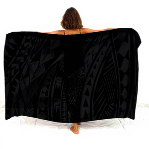 Paréo de plage en mousseline de soie et dentelle de qualité supérieure, doux, pour femme, style hawaïen Lavalava, couverture de maillot de bain, motif tribal polynésien - Product Image 1