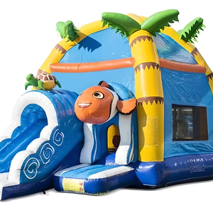 Castillo Inflable Comercial con Tobogán para Alquilar en Fiestas y Celebraciones, Castillo Inflable con Tobogán de Tiburón - Product Image 1