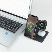 Chargeur sans fil à charge rapide 15W pour téléphones, écouteurs, montres intelligentes - Support magnétique pliable multifonctionnel 3-en-1