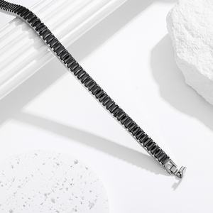 <b>Mens</b> Bracelet Stainless Steel Jewelry <b>for</b> <b>Men</b> Tennis Bracelet Black Stone Stylish Modern Accessory Fashion Jewelry - Product Image 3