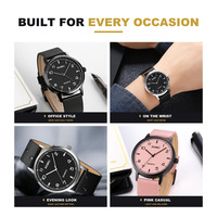Montre à quartz SKMEI 1890 avec bracelet en cuir simple, cadran de 40 mm, verre en cristal, logo personnalisable - Mode de luxe pour homme, usage quotidien