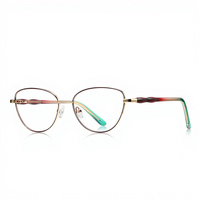 3184 Lunettes anti-lumière bleue pour femme, monture œil de chat punk transfrontalière, style européen et américain, en métal coloré, miroir plat tendance