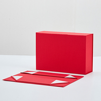 Caja de Regalo Plegable de Cartón Rígido, Autoarmable y Portátil, en Papel Rojo, Personalizable en Negro, Rojo, Blanco, Gris, Mate o Brillante