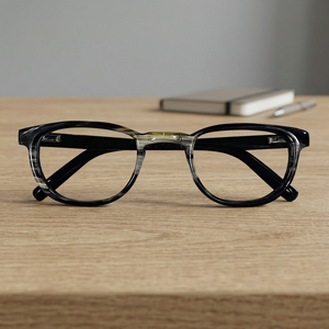 Montures de lunettes unisexes classiques en corne de buffle naturelle de qualité supérieure, écologiques, à monture complète, avec étui, protection UV400 B.S. - Product Image 1