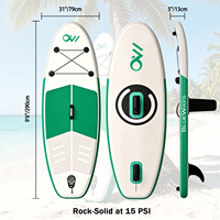 Planche à pagaie gonflable vert menthe de 9'6'' pour adolescents, SUP junior extra large et stable de 31'', planche de stand-up paddle pour enfants de 5 pouces d'épaisseur
