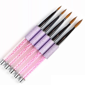 Pinceau à ongles rond en acrylique pur Kolinsky avec manche rose et violet, marque privée, pour extension d'ongles - Product Image 5