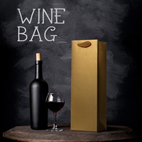 Sac en carton épais 110 lb 300 g/m² pour bouteille unique, sacs cadeaux couleur vin avec poignée