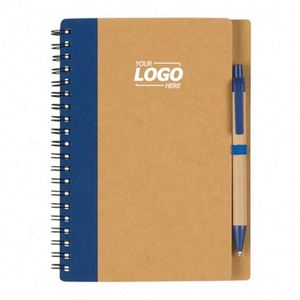 Custom Spiral <b>Notebook</b> & Pen Set Eco-Friendly Kraft Paper Cover <b>Lined</b> Notepad UV Printing for Journaling Promotional Gift Set - Product Image 1