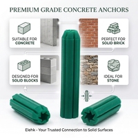 Cheville murale verte Elehk OEM, vis de maçonnerie verte, cheville d'expansion en plastique et boulon à expansion haute visibilité pour une fixation facile