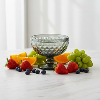 Multicolor diamant-geëmbosseerde glazen dessertkom met voet, 374ml glazen beker voor bruiloftbanket, verjaardagsfeest, tafeldessert