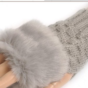T001 Autumn Winter Korean Version Imitation for <b>Fur</b> Knitted Warm Half-Finger Gloves China Manufacturer Wholesale - Product Image 2