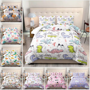 طقم لحاف فاخر مطبوع بتقنية ثلاثية الأبعاد بتصميم حيوانات كرتونية لطيفة (قطط وكلاب) من 3 قطع، 100% بوليستر مرن - Product Image 2