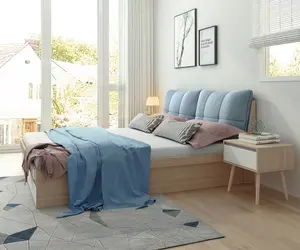 Gcon होम फर्नीचर अनुकूलित रानी राजा आकार लकड़ी के बिस्तर फ्रेम चौड़ा सफेद बिस्तर