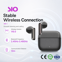 Écouteurs sans fil V6.0 2,4 GHz, portée de 10 mètres, 40 mAh, 300 mAh, type C, charge en 1,5 h, 4 h d'appel, 5 h de musique, noirs