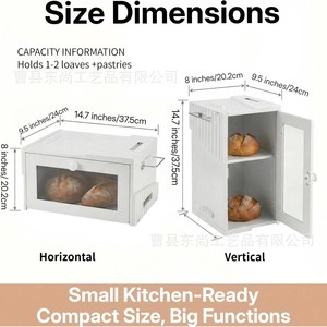 Organizador de Pan de Bambú con Tapa Abatible, Gran Capacidad, Almacenamiento de Cocina, Contenedor de Pan de Color Sólido para Escritorio - Product Image 3