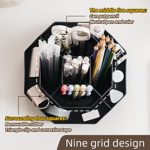 Vente en gros d'usine 360 °   Porte-stylo rotatif en plastique noir, porte-stylo pour l'organisation du bureau de maquillage - Product Image 3