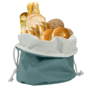 Large Reusable Canvas Muslin Storage Drawstring Sack For Bread