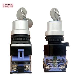 Interrupteur à bouton poussoir en aluminium à points argentés de 22 mm du fabricant, LA38-11Y/2, sans clé, à deux positions, équipement électrique - Product Image 5
