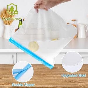 Huamaohengchun Reusable Freezer Bags 2 Gallon 13"x15.6", Leakproof BPA Free Food Storage Bags for Marinate Meats, Vegetables - Product Image 3