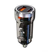 Charger Mobil Transparan PD30W QC3.0 A+C Pengisian Cepat Grosir, Charger Mobil Cepat Tipe-C untuk Ponsel, Tablet, Kamera